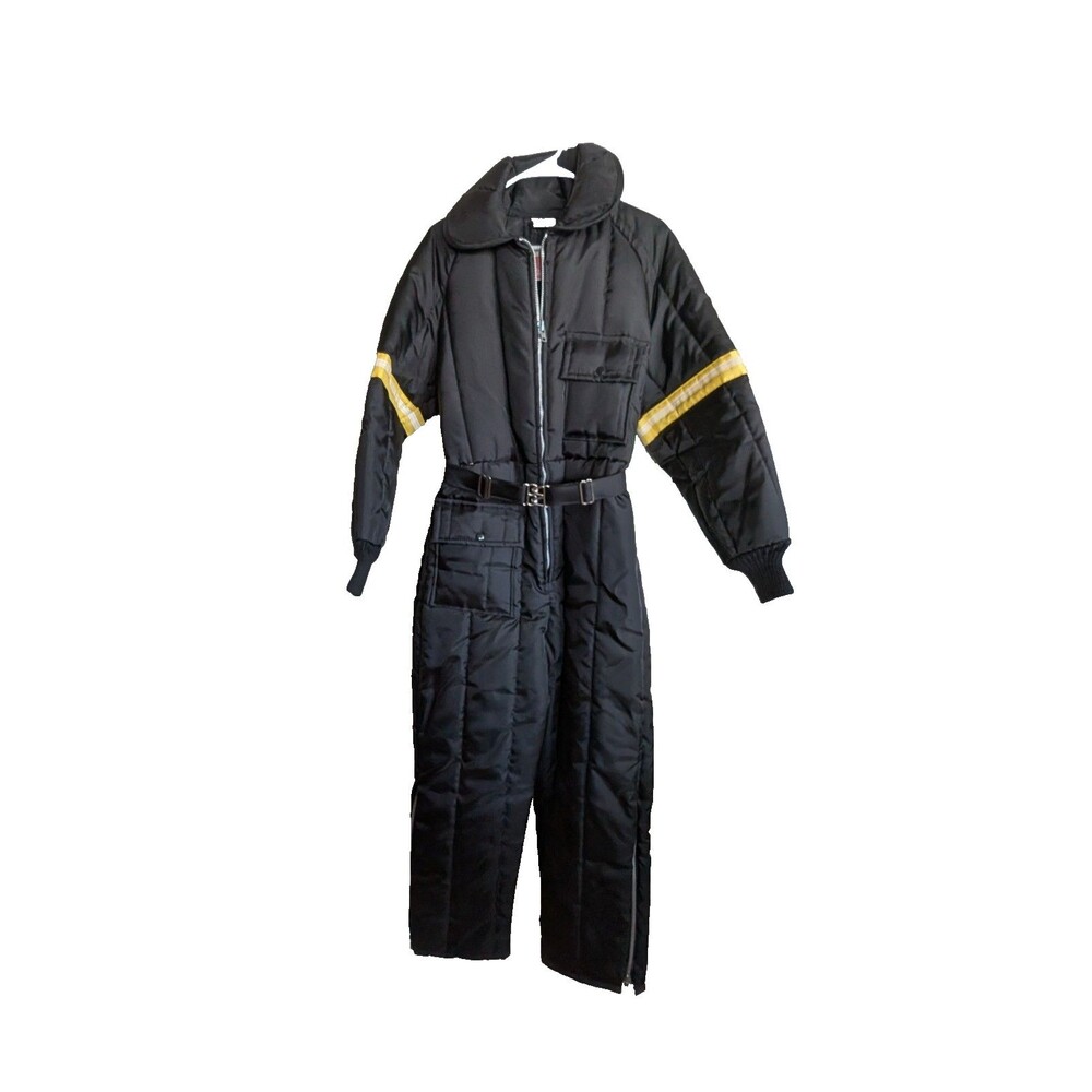 Vintage JCPenney Snowmobile Jumpsuit Black Women's 12-14 Retro Ski Suit